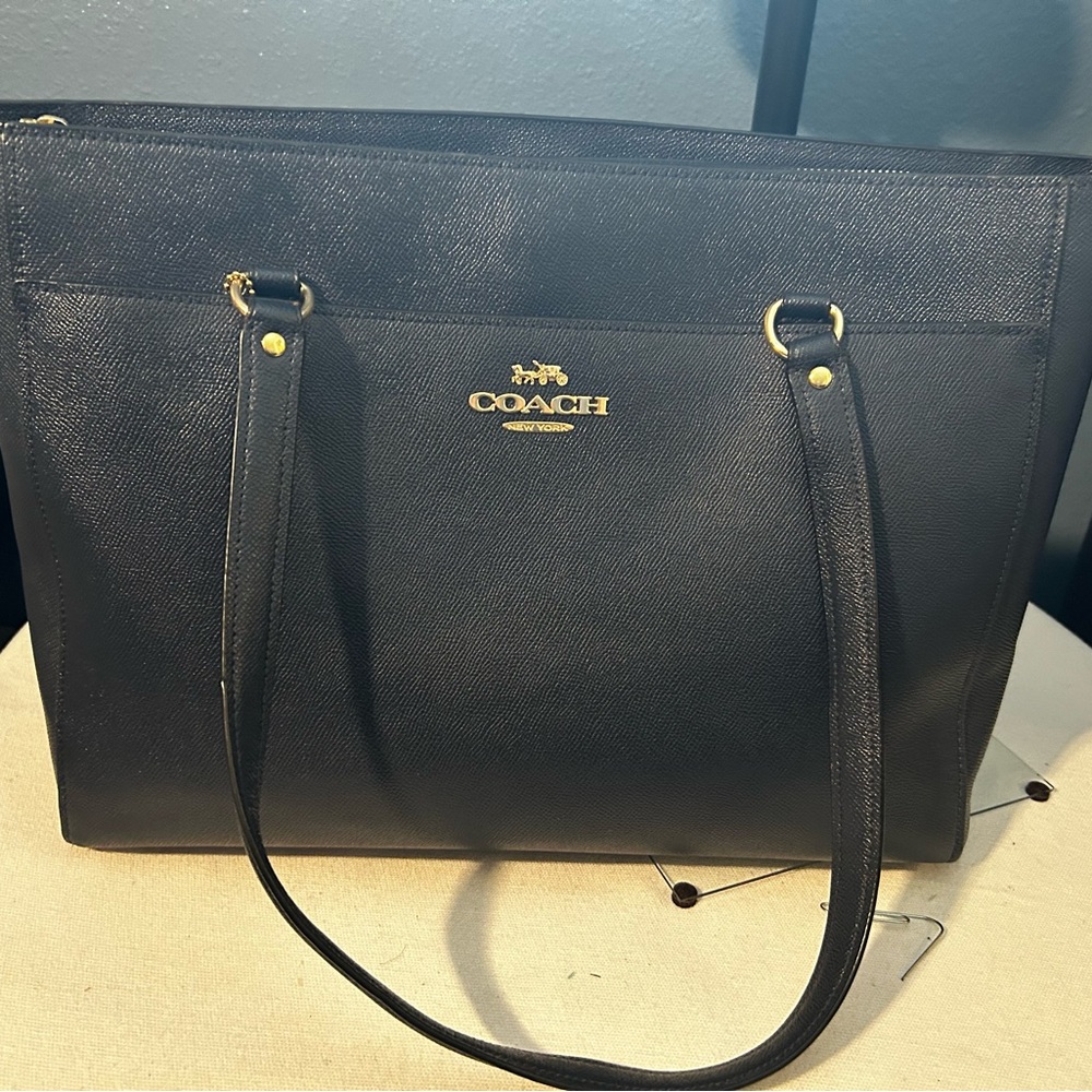 Coach Navy Blue X-large leather Tote